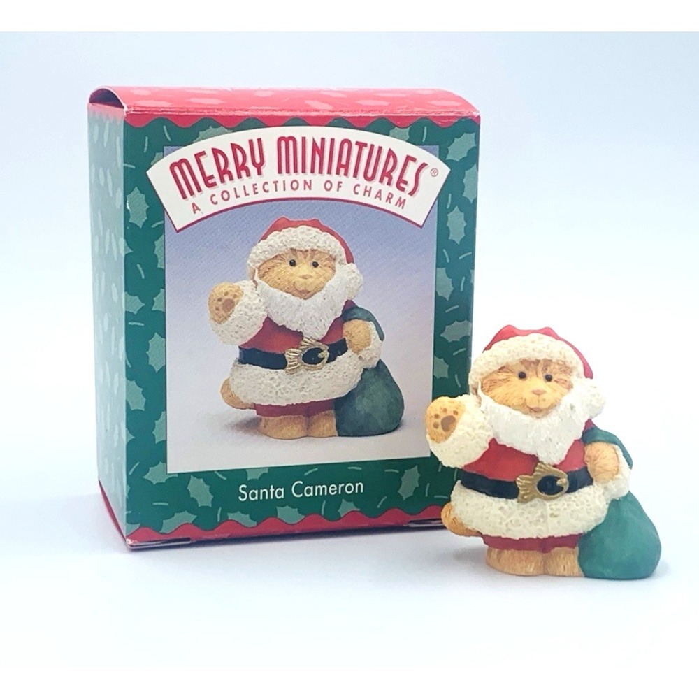 1997 Merry Miniature Santa Cameron Cat‎ Hallmark Keepsake Collectible QMF8622